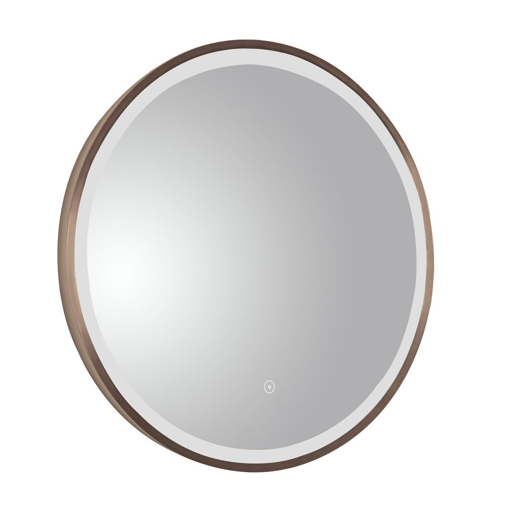 JTP Vos Brushed Bronze Round LED Illuminated Mirror Cut Out